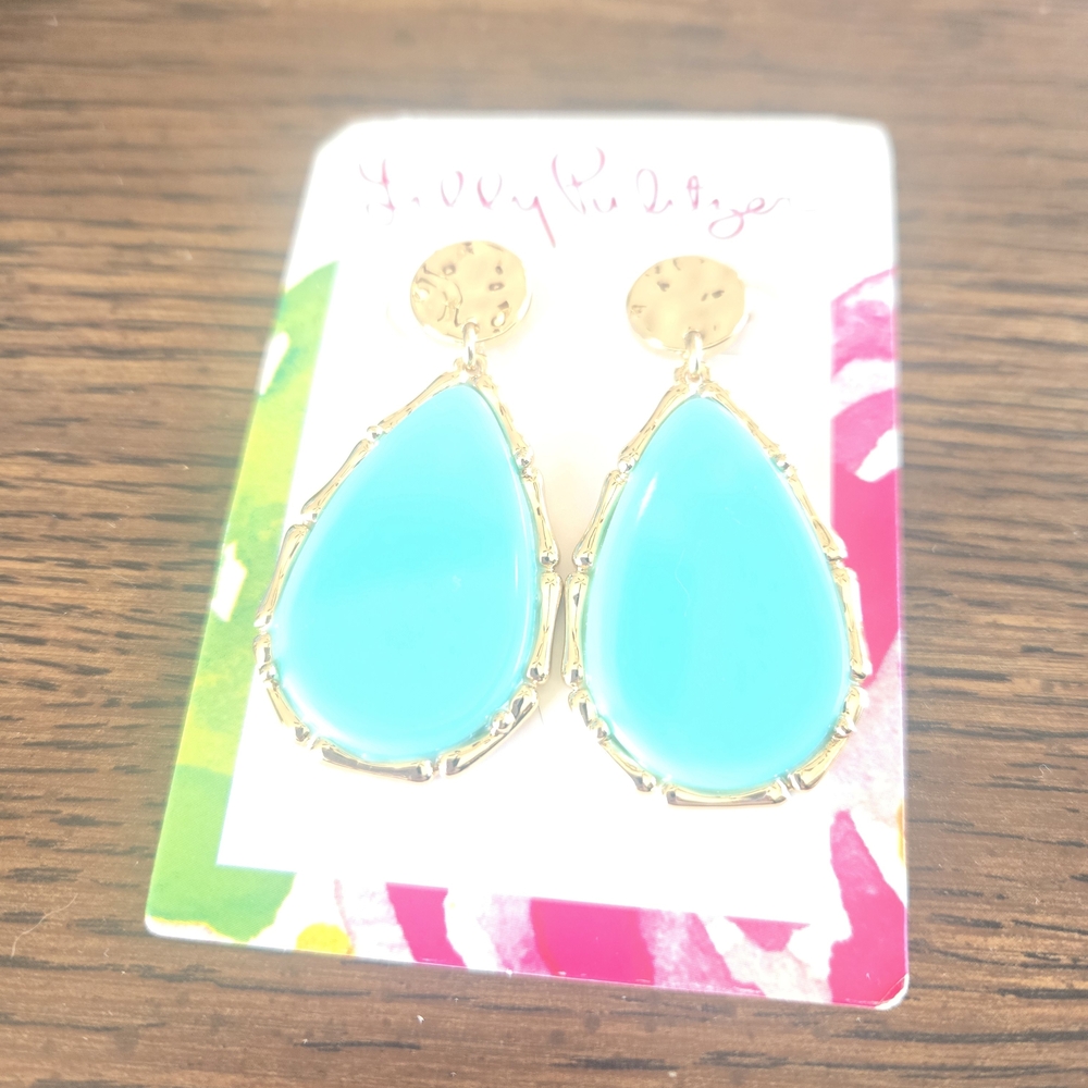 Lilly Pulitzer Aqua Teardrop Earrings